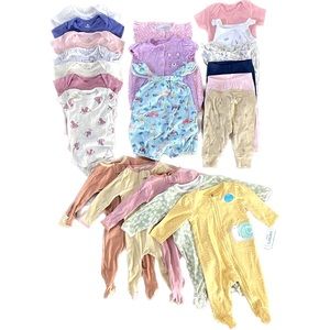 Infant Baby Girl Clothes Bundle sz 3-6 mo - pajamas, rompers, sleepers, onesies